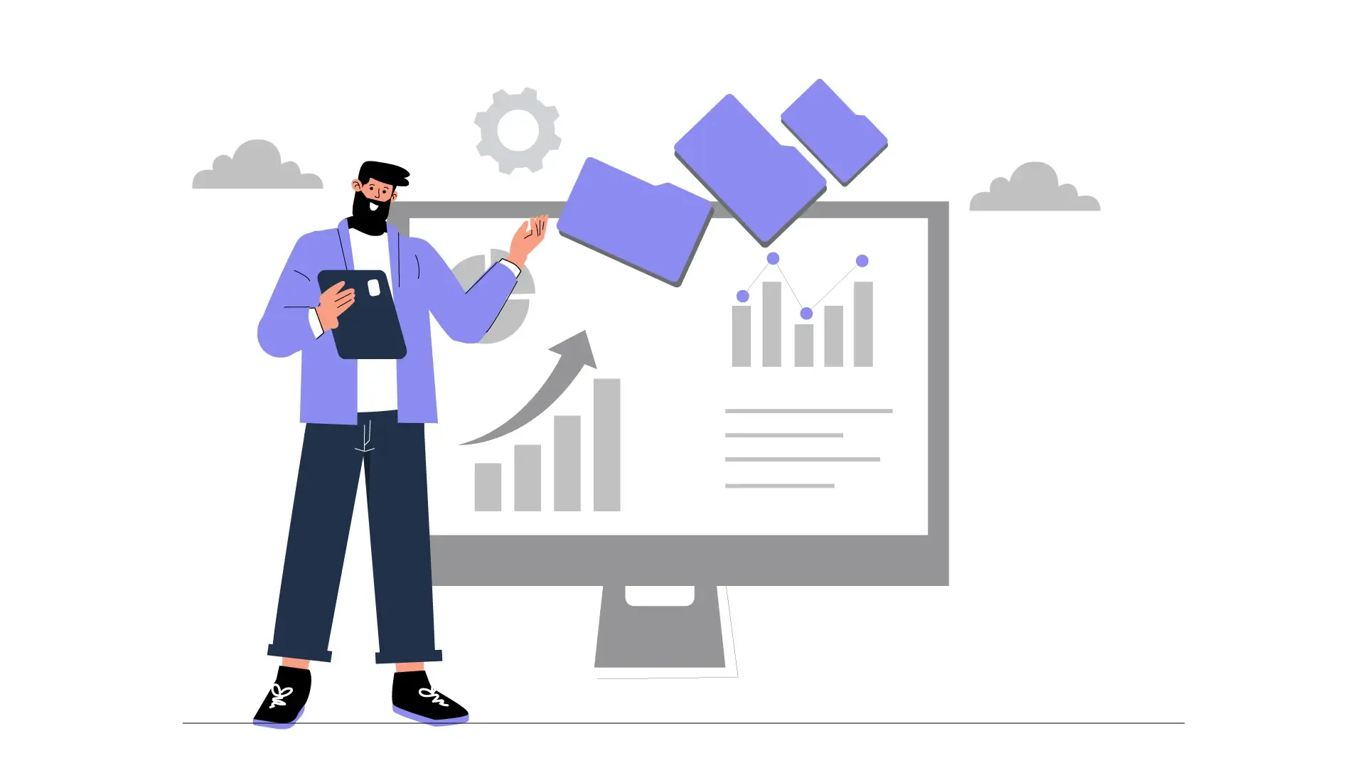 Analyzing Data Trends Vector Illustration for Data Collection Concepts